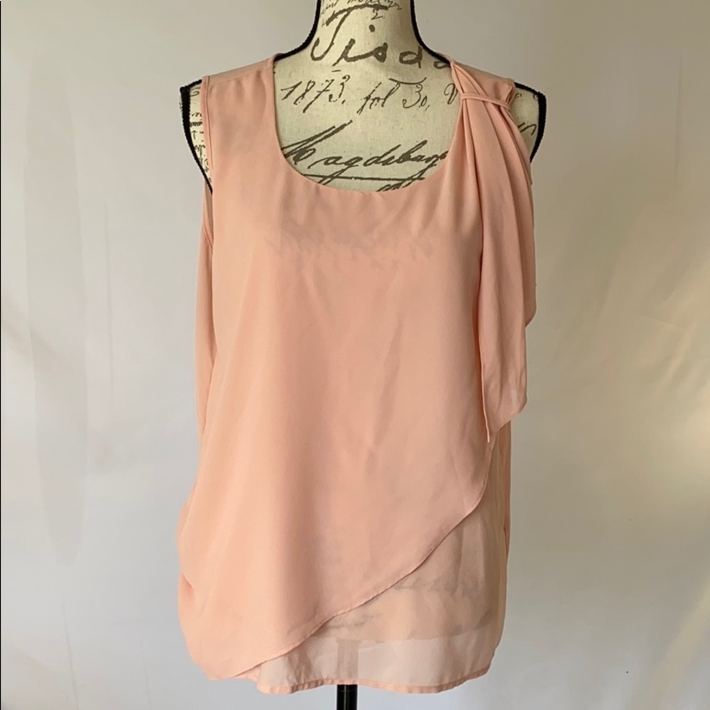 𝅺rose & Olive Sz XL Peach Sleeveless Semi Sheer Top